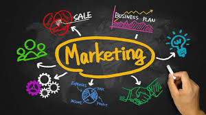 picture of a hand drawing marketing on a blackboard