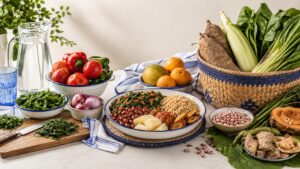 A selection of Nigerian foods representing safe, healthy and sustainable diets